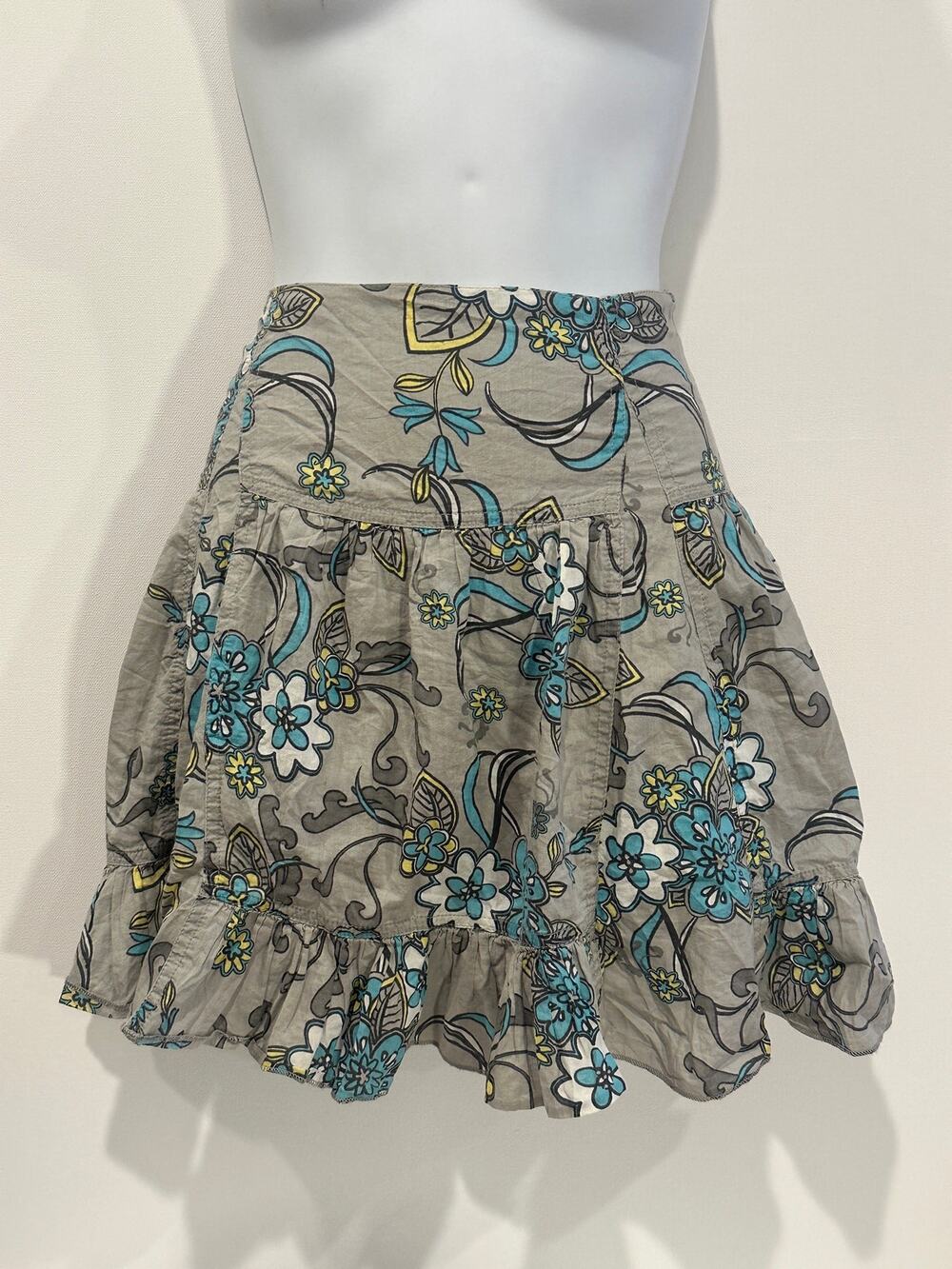 Vintage EDC by Esprit Y2K Floral Drop Waist Tiered Ruffle Mini Skirt S